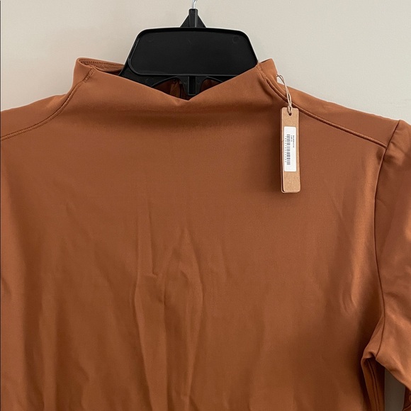 NWT SKIMS all in one Brown Bodycon Jumpsuit Long Sleeve mid thigh XL - Picture 2 of 6